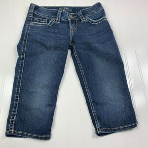Silver Jeans Womens 26 Blue McKenzie Capri Crop Denim Mid Rise Dark Wash Stretch